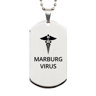 CHERLINKS Medical Silver Dog Tag, Marburg Virus Awareness, Medical Symbol, SOS Emergency Health Life Alert ID Engraved Stainless Steel Chain Necklace For Men Women Kids
