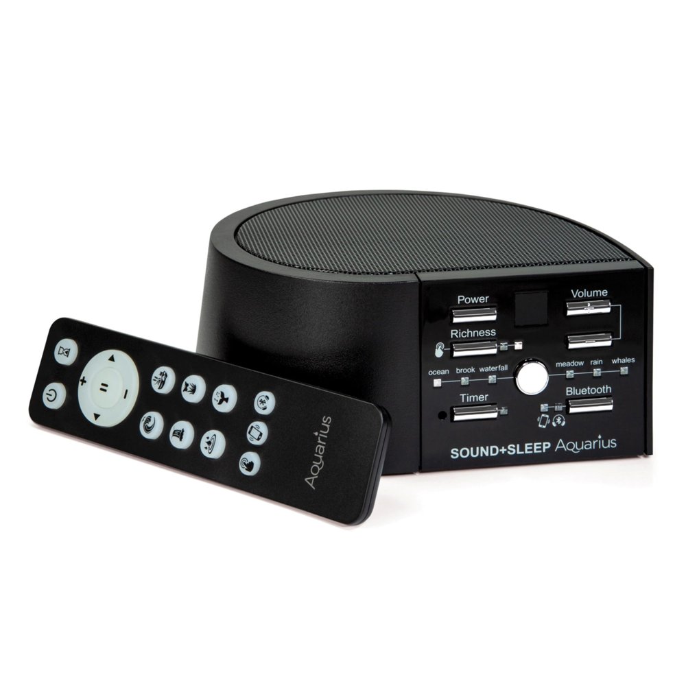 Adaptive Sound Technologies Sound + Sleep Aquarius Aquatic Noise Machine - White Noise Machine - Non-Looping Water Sounds for Sleep & Relaxation - with Timer & Headphone Jack - Black