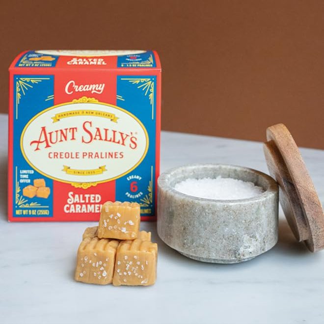 Aunt Sally's Creamy Salted Caramel Pralines  6 count box- New Orleans Most Famous Praline- Handmade Pecan Candy