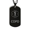 CHERLINKS Medical Alert Black Dog Tag, COPD Awareness, SOS Emergency Health Life Alert ID Engraved Stainless Steel Chain Necklace For Men Women Kids view 1