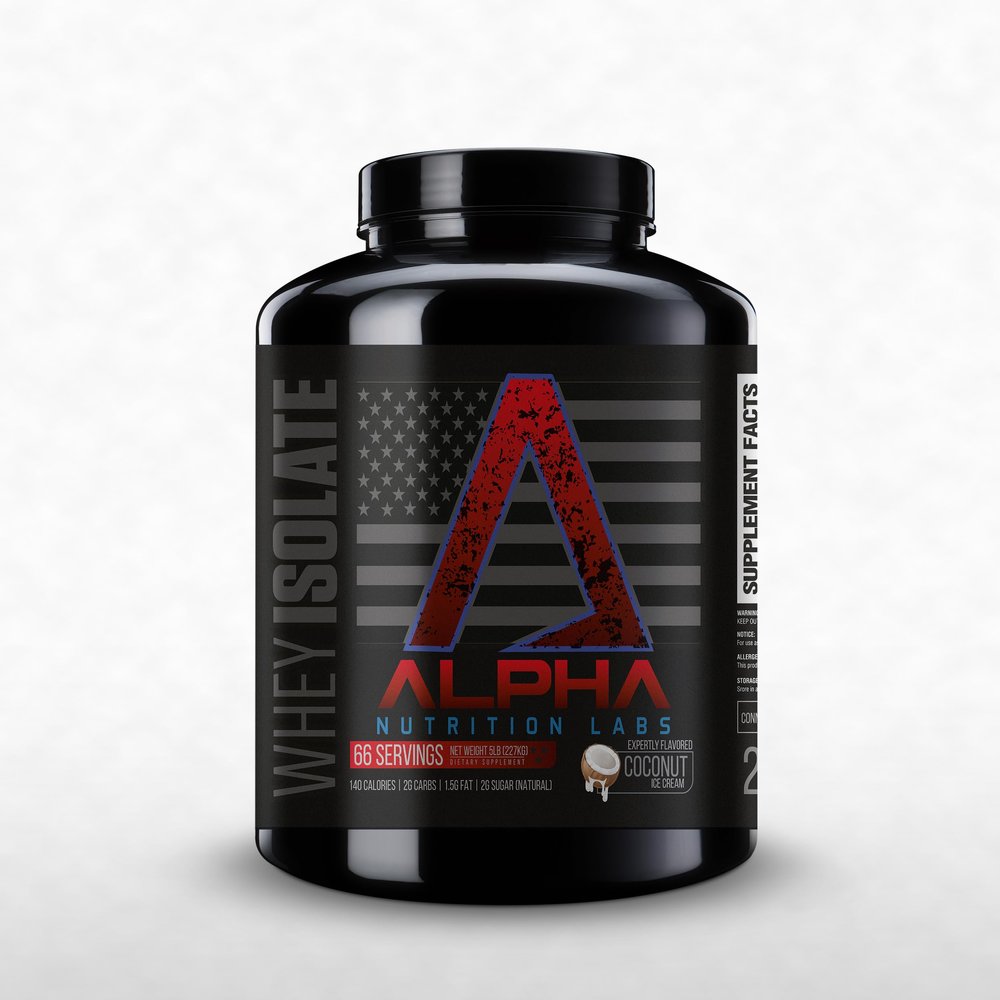 Alpha Nutrition Labs Whey Isolate Protein Powder - Coconut Flavor, 28g of Protein, Protein Source, Low Carb, Classic Specialty