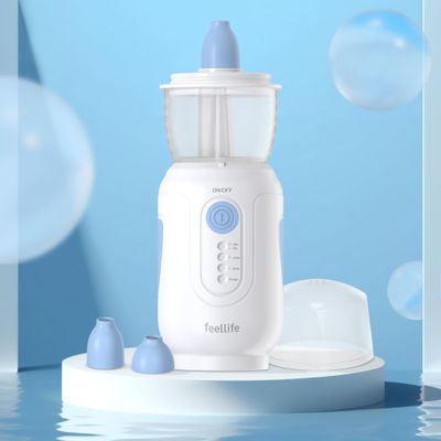 FEELLIFE Nasal Irrigation System for Kids and Adults - Electric Neti Pot Nasal Irrigator for Saline Rinse Sinus Infection Treatment, 4 Adjustable Modes, Portable Sinus Rinse Kit (Blue)
