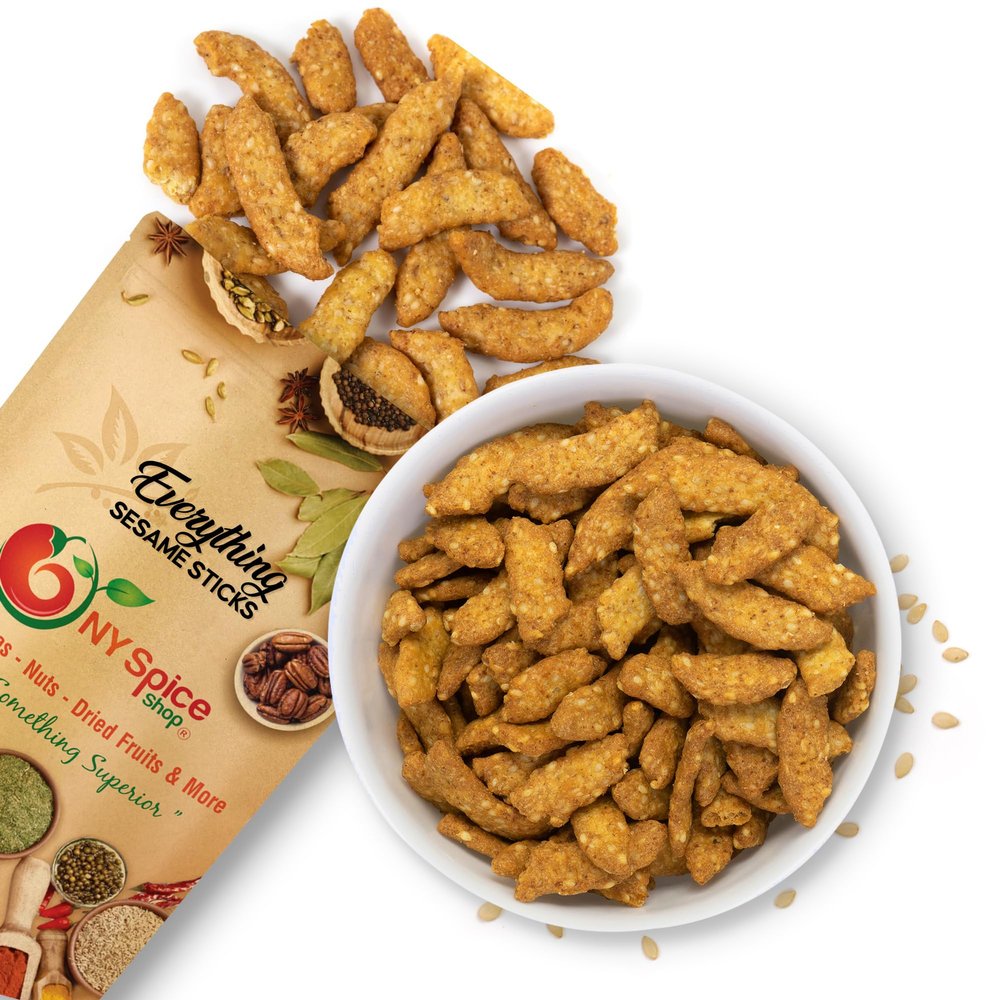 NY Spice Shop Everything Sesame Sticks Bulk - 1 Pound Sesame Sticks Snacks - Crunchy Healthy Sesame Crackers - Roasted Sesame Snacks - Fresh Sesame Seed Snacks - Delicious Snack Sticks for Midday