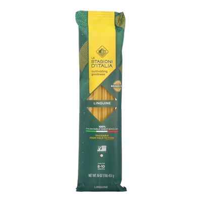 Le Stagioni DItalia Linguine Pasta - 16 oz. Non-GMO Pasta Made with Only 100% Italian Durum Wheat Semolina Made in Italy Product Endorsed by Italian Farmers Kosher Certified Biodegradable Packaging-Bronze Die Cut