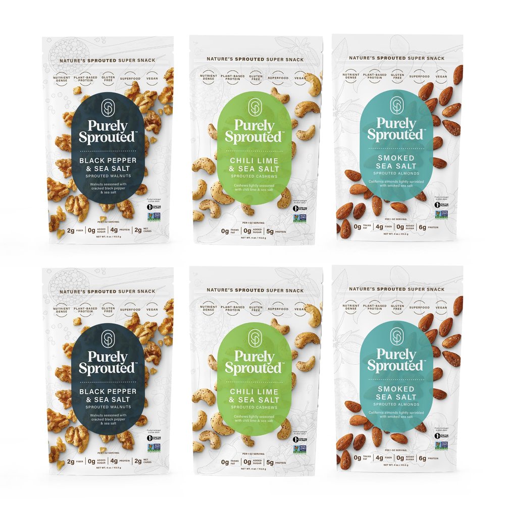 Purely Sprouted Nuts About Nuts, Non-GMO Superfood for Healthy, Gluten-Free Snacking (4 oz, 6 pack)