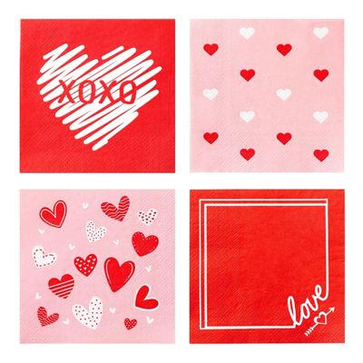 100 PK Valentine Napkins Paper - 3-ply Valentine Cocktail Napkins 5x5 Inches for Valentine's Day Decorations Decor Party Supplies for Kids Classroom Gifts