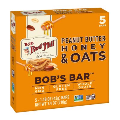 Bob's Red Mill Peanut Butter Honey & Oats Snack Bar - 5 Bars (Pack of 6) - Gluten Free, Non-GMO, Whole Grain