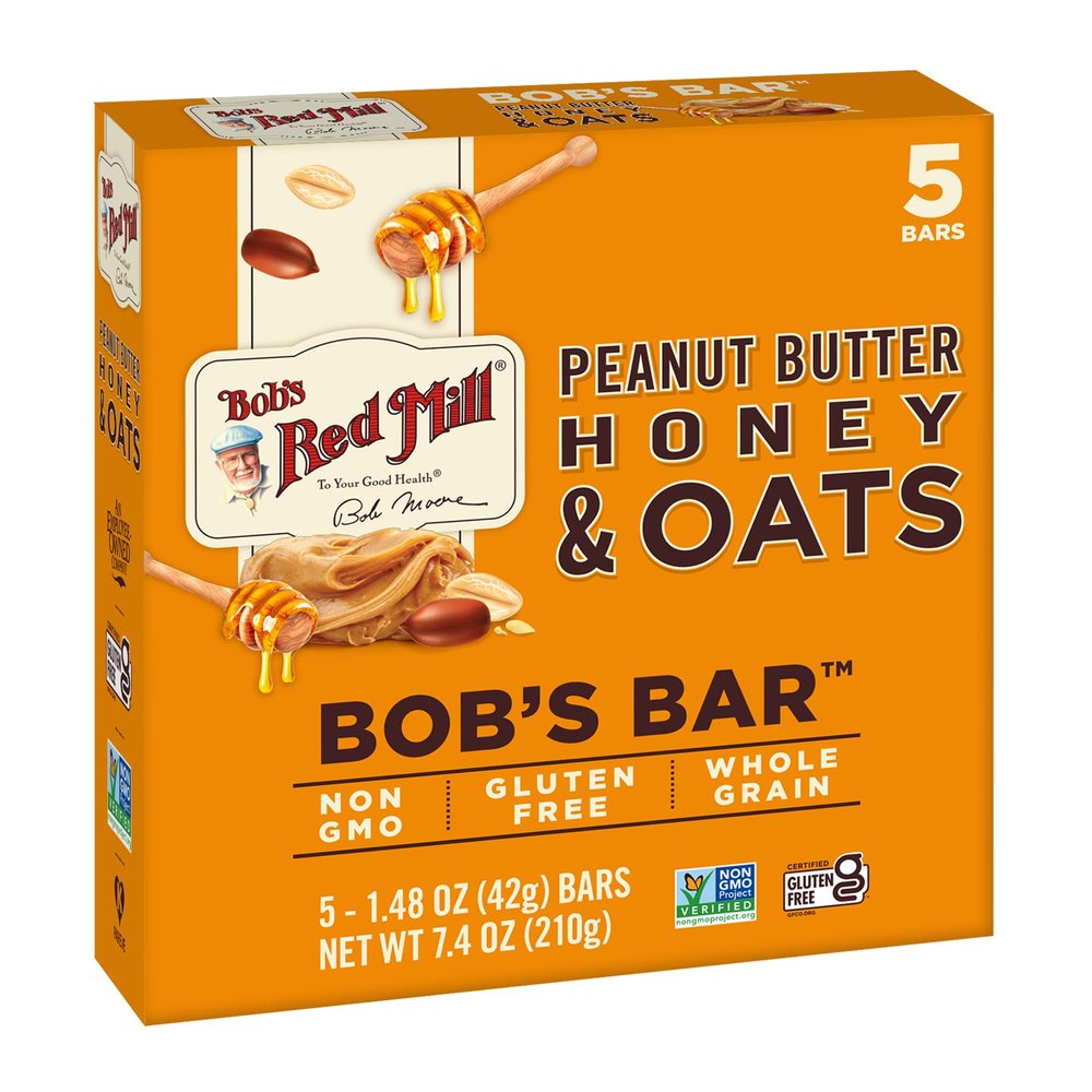 Bob's Red Mill Peanut Butter Honey & Oats Snack Bar - 5 Bars (Pack of 6) - Gluten Free, Non-GMO, Whole Grain