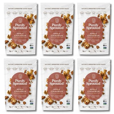 Purely Sprouted Apple Cinnamon Snack Mix - Almonds, Cashew Nuts & Pumpkin Seeds - Non-GMO, Plant-Based Protein, Gluten Free, Vegan, 4 oz