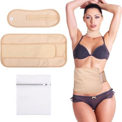 Castor Oil Pack Wrap, Reusable Organic Castor Oil Packs for Liver Detox, Castor Oil Pack Compress for Liver Detox with Adjustable Elastic Strap Flannel Cotton Machine Washable Anti Oil Leak (Khaki)