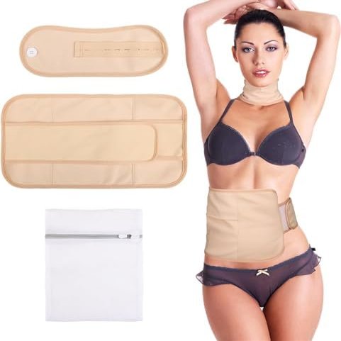 Castor Oil Pack Wrap, Reusable Organic Castor Oil Packs for Liver Detox, Castor Oil Pack Compress for Liver Detox with Adjustable Elastic Strap Flannel Cotton Machine Washable Anti Oil Leak (Khaki)