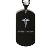 CHERLINKS Medical Black Dog Tag, Hypertension Awareness, Medical Symbol, SOS Emergency Health Life Alert ID Engraved Stainless Steel Chain Necklace For Men Women Kids view 1