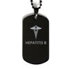 CHERLINKS Medical Black Dog Tag, Hepatitis B Awareness, Medical Symbol, SOS Emergency Health Life Alert ID Engraved Stainless Steel Chain Necklace For Men Women Kids view 1