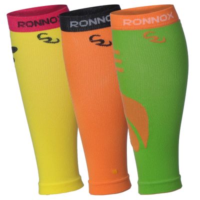 Tipi Toe Unisex Calf Compression Sleeve 3-Pairs Colorful Layers Yellow Orange Green Whimsical Dots 12-14 mmHg is Best Athletic & for Men & Women,Travel,Running,Nurses,Flight,Edema, CP03-A-S-T1