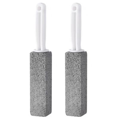 2Pcs Pumice Stone for Toilet Cleaning,Pumice Stone Toilet Bowl Clean Brush,Ergonomic Short Long Handle Toilet Brush,Scratch Free No Dead Corner Toilet Bowl Cleaner Scrubber Bathroom Supplies Short