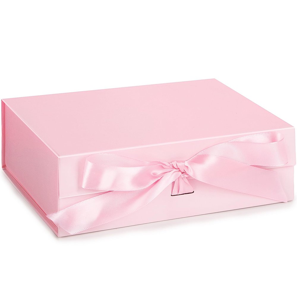 JOHOUSE Pink Gift Box, 10.5" x 7.5" x 3.1" Gift Boxes For Presents With Lids and Magnetic Closure Collapsible For Bridesmaid Proposal, Weddings, Anniversary Present