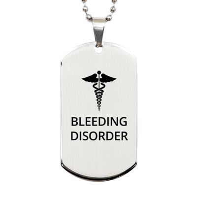 CHERLINKS Medical Silver Dog Tag, Bleeding Disorder Awareness, Medical Symbol, SOS Emergency Health Life Alert ID Engraved Stainless Steel Chain Necklace For Men Women Kids