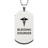 CHERLINKS Medical Silver Dog Tag, Bleeding Disorder Awareness, Medical Symbol, SOS Emergency Health Life Alert ID Engraved Stainless Steel Chain Necklace For Men Women Kids view 1