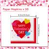 50-Pack Valentine's Day Napkins 3-Ply - Love-Heart Themed Disposable Paper Napkins for Romantic Celebrations - 6.5" Red Heart Napkin Valentine's Day Party Supplies & Decorations view 2