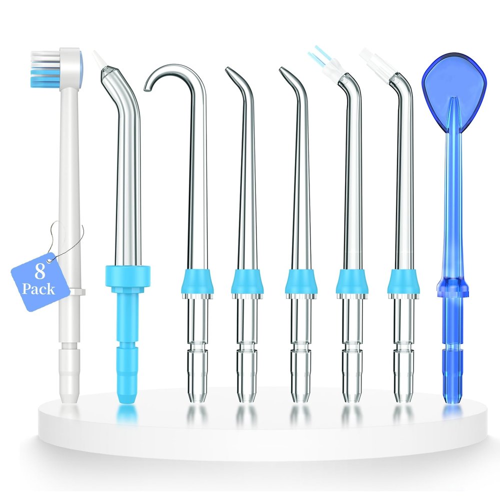 Replacement Tips for Waterpik Water Flosser,Replacement Classic Jet Tips Compatible with Waterpik Oral Irrigator,Replacement Brush Heads for Waterpik,8 Pcs Replacement Parts for Waterpik