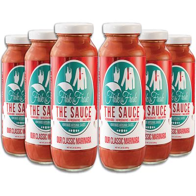 Classic Marinara Pasta Sauce by Frik & Frak, 6-Pack, No Sugar Added, No Preservatives, Gluten Free, 36 Month Shelf Life, Artisan Small Batch Crafted Pasta Sauces, 24 Oz Jars