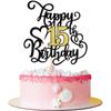 Rsstarxi 1 Pack Happy 15th Birthday Cake Topper Black Gold Glitter 15 Fabulous Cake Pick Cheers to 15 Years Sign Birthday Cake Decoration for Happy 15th Birthday Anniversary Party Decorations view 1