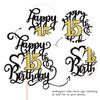 Rsstarxi 1 Pack Happy 15th Birthday Cake Topper Black Gold Glitter 15 Fabulous Cake Pick Cheers to 15 Years Sign Birthday Cake Decoration for Happy 15th Birthday Anniversary Party Decorations view 3