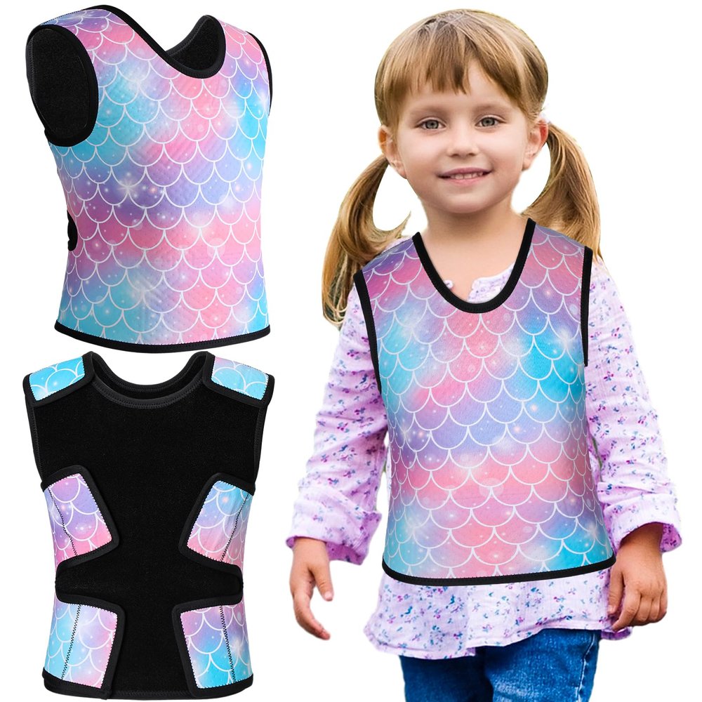 Janmercy Compression Vest for Kids Boys Soft Breathable Compression Vest Girls Cute Comfort for Back to School Children(Mermaid,Small)