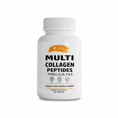 SIRUNES Multi Collagen Peptides Capsules - Non-GMO & Gluten Free Type I, II, III, V, X Hydrolyzed Collagen Supplements with Vitamin C - Supports Healthy Hair, Skin, Nails, & Joints - 100 Capsules