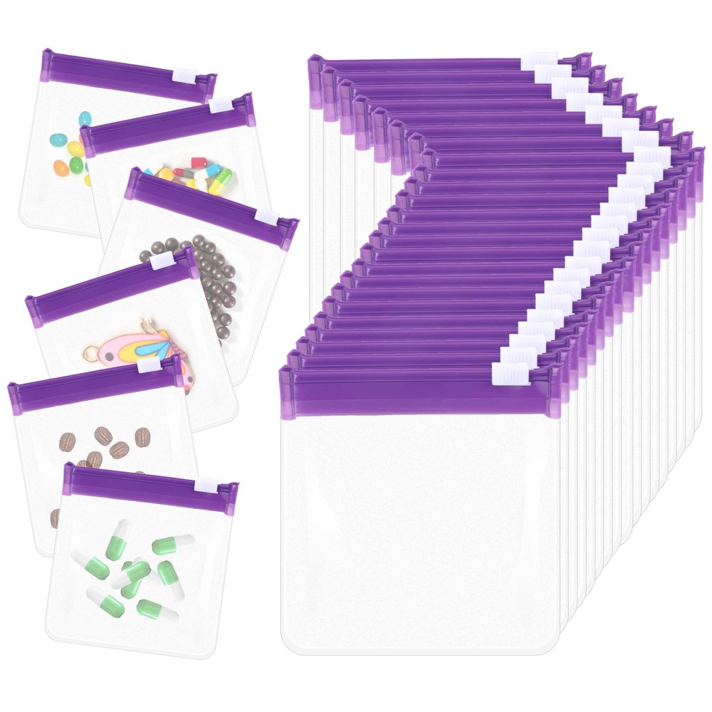 24 Pcs Travel Pill Packets Pill Pouch Bags Reusable Zippered Medicine Bag Set Self Sealing Clear Plastic Medicine Organizer with Slide Lock Monday to Sunday Pill Baggies for Pills Small Items Storage,