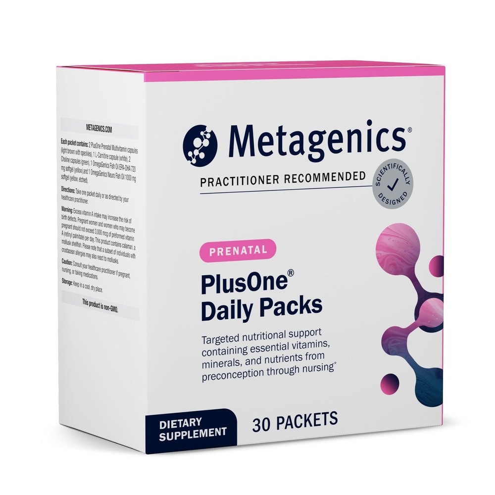 Metagenics PlusOne Daily Prenatal Packs - Prenatal, Pregnancy & Nursing Support - with Folate, Omega-3 DHA/EPA, Choline, Probiotics & Essential Nutrients - cGMP Certified - 30 Packets