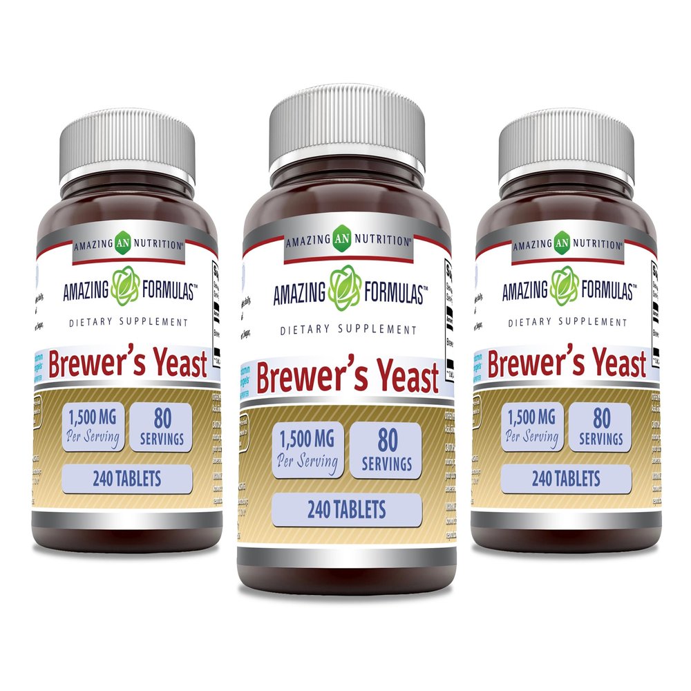 Amazing Formulas Brewers Yeast 1500mg Per Serving Tablets Supplement | Non-GMO | Gluten Free | Made in USA (240 | 3 Pack)