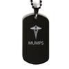 CHERLINKS Medical Black Dog Tag, Mumps Awareness, Medical Symbol, SOS Emergency Health Life Alert ID Engraved Stainless Steel Chain Necklace For Men Women Kids view 1