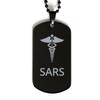 CHERLINKS Medical Black Dog Tag, SARS Awareness, Medical Symbol, SOS Emergency Health Life Alert ID Engraved Stainless Steel Chain Necklace For Men Women Kids view 1
