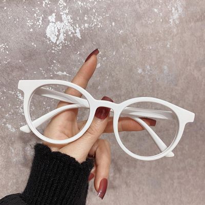 Reading Glasses Fashion Lightweight Large Round Frames Computer Reading with Spring Hinges for Women and Men(White,+1.0)