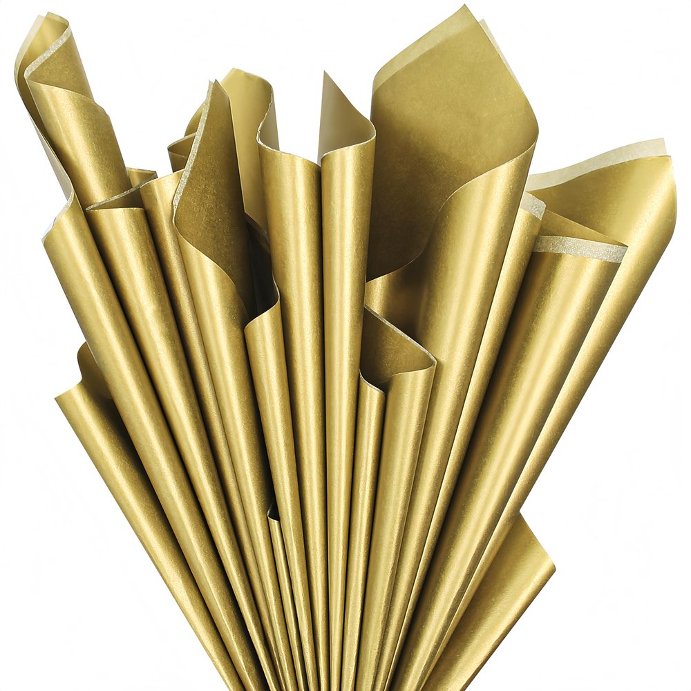 50 Sheets Gold Tissue Paper for Gift Bags - Gold Wrapping Tissue Paper Bulk for Weddings Birthday DIY Project Christmas Gift Wrapping Crafts Decor (14 x 20 Inch)