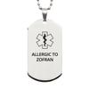 CHERLINKS Medical Alert Silver Dog Tag, Allergic to Zofran Awareness, SOS Emergency Health Life Alert ID Engraved Stainless Steel Chain Necklace for Men Women view 1