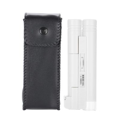 100X Zoom Microscope, Double Tube Jewelry Magnifier, Pocket Magnifying Glass with Led Light for Jewelry, Coins, Stamps