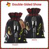Ogniwo Drawstring Gift Bag,Gifts Decorations For Christmas Party Supplies,Reusable Xman Gift Bags,Microphone With Music Notes Print view 3