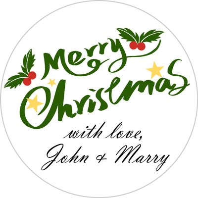 OOELYY Customized Merry Christmas Stickers - Personalized Round Gift Stickers - Custom Stickers for Gift Name - Holiday Gift Wrapping Labels (Pattern 7)