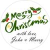 OOELYY Customized Merry Christmas Stickers - Personalized Round Gift Stickers - Custom Stickers for Gift Name - Holiday Gift Wrapping Labels (Pattern 7) view 1