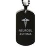 CHERLINKS Medical Black Dog Tag, Neuroblastoma Awareness, Medical Symbol, SOS Emergency Health Life Alert ID Engraved Stainless Steel Chain Necklace For Men Women Kids view 1