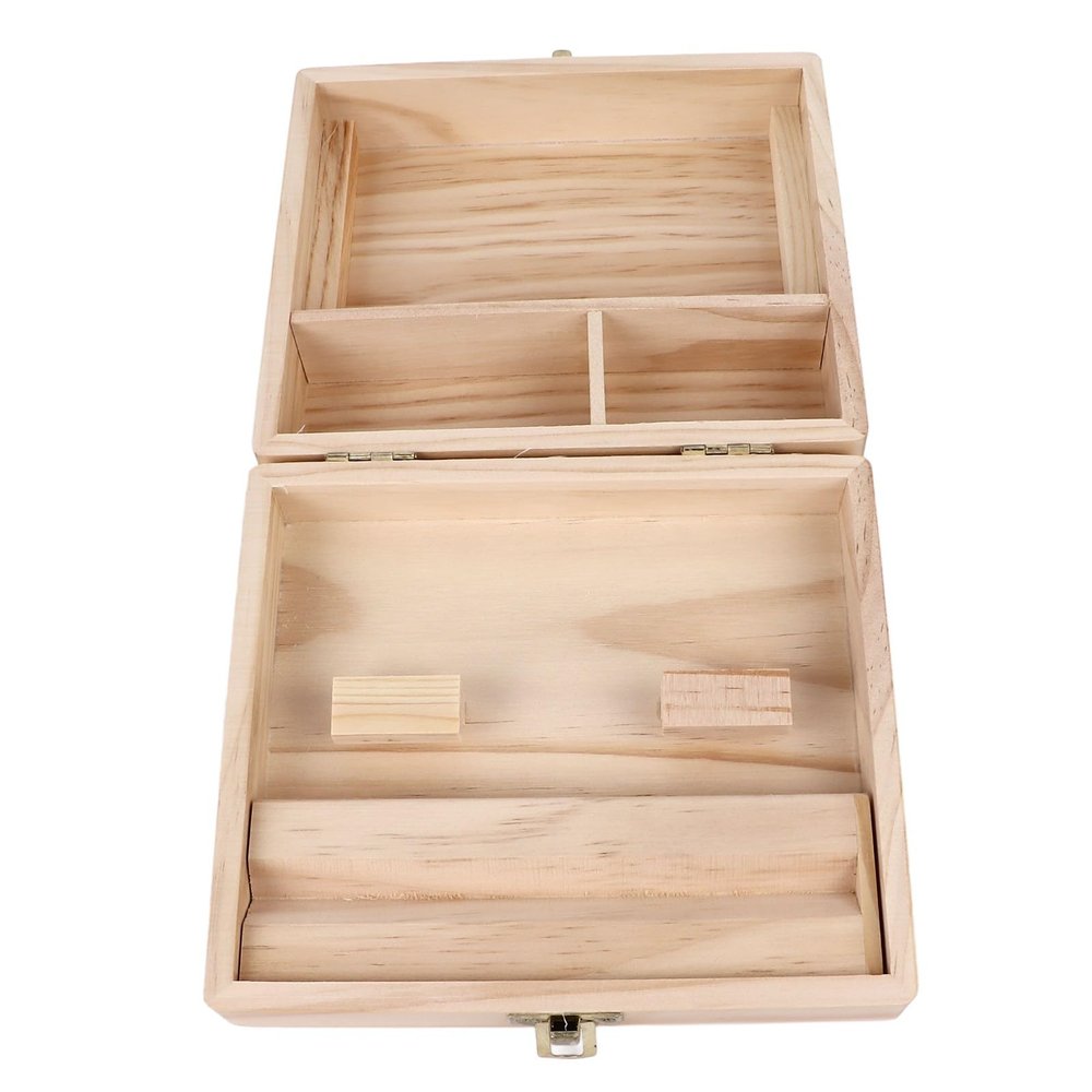Storage Box with Rolling Tray for Organizing Wooden Box with Integrated Storage Box with Rolling Stash Box Made of Wood with Rolling Tray