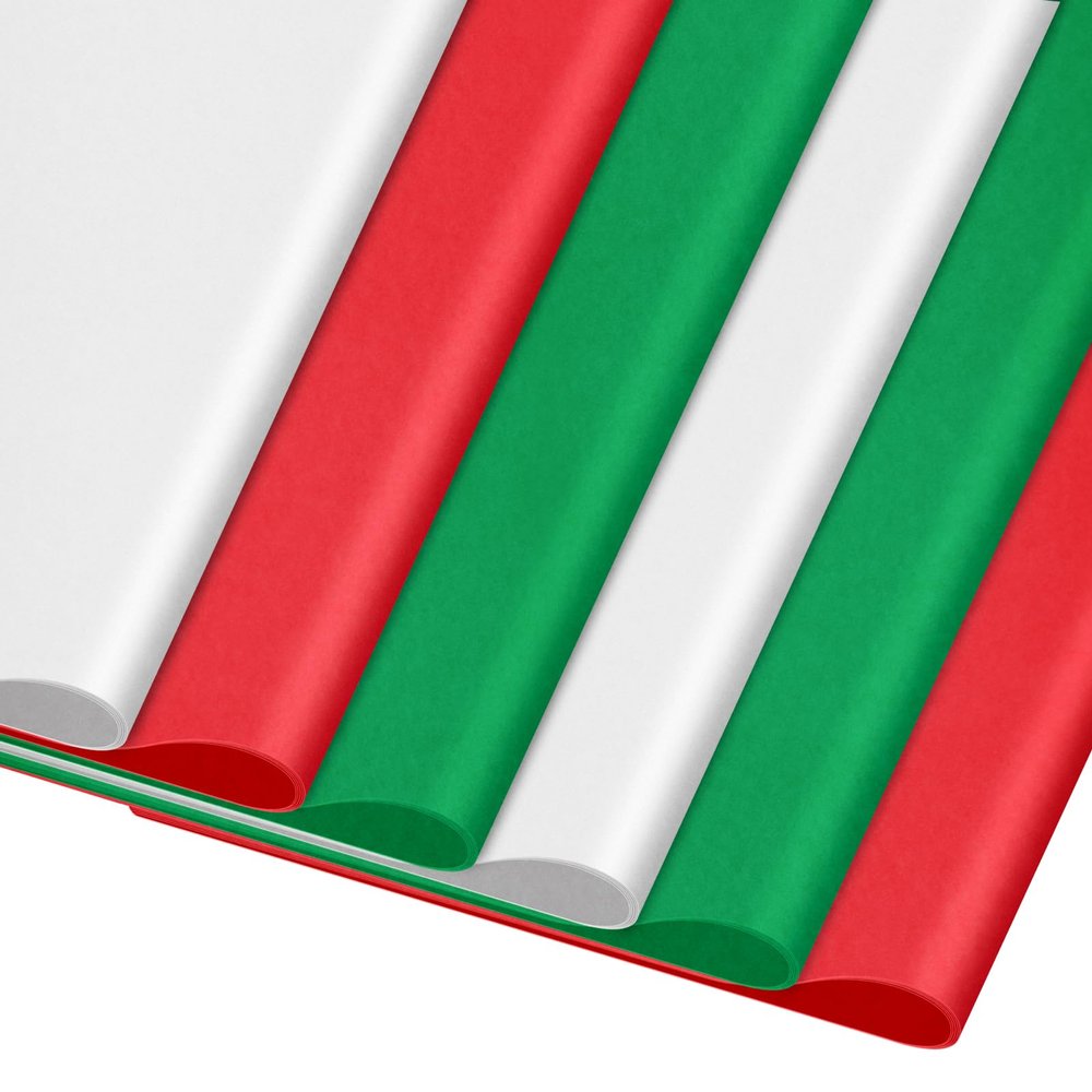 AORZIT Red Green White Tissue Paper Assortment - 80 Sheets Christmas Wrapping Tissue Paper - 14x20 Inch - Gift Bag Wrapping, DIY Crafts, Filler for Birthday Party Decor