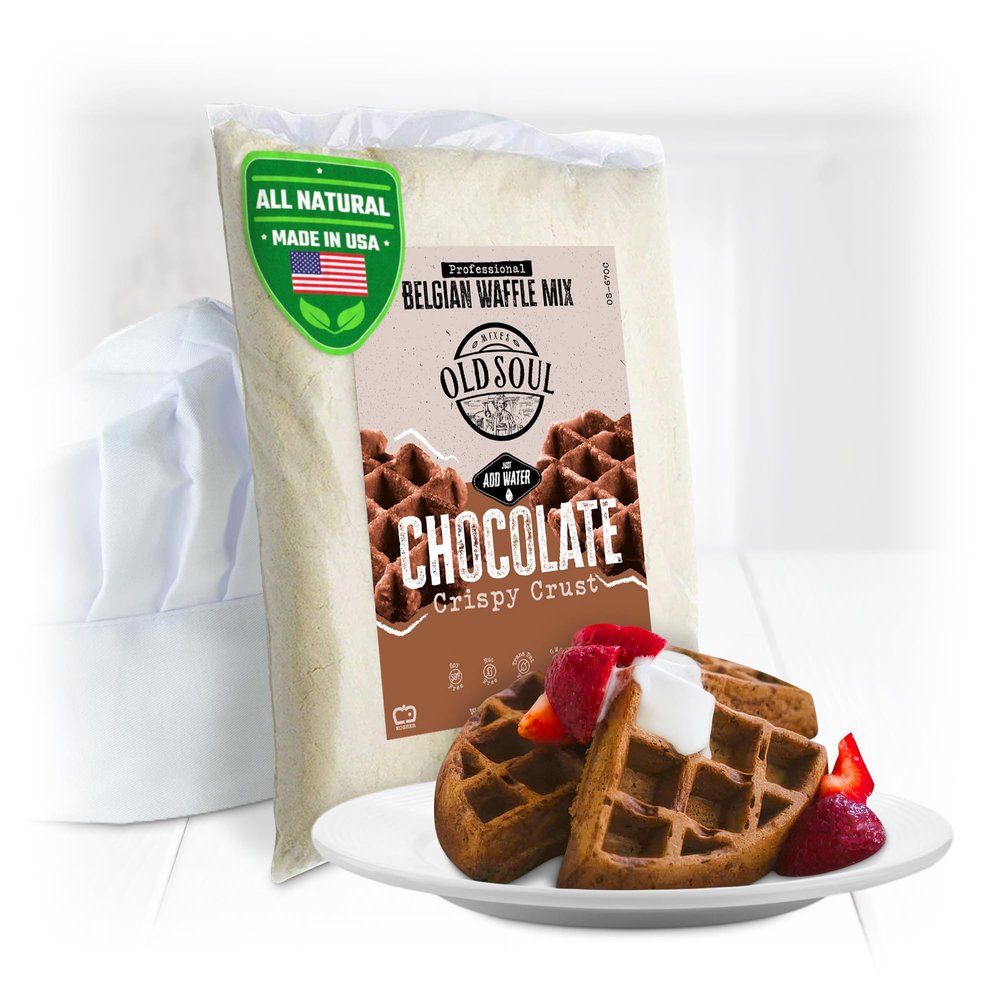OldSoul Professional Belgian Waffle Mix | 5 Lbs | Crispy | Chocolate Flavour | 28 Waffles (5 Lbs, Traditional)