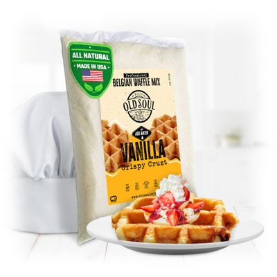 OldSoul Professional Belgian Waffle Mix | 5 Lbs | Crispy | Vanilla Flavor | 28 Waffles(5 Lbs, Traditional)