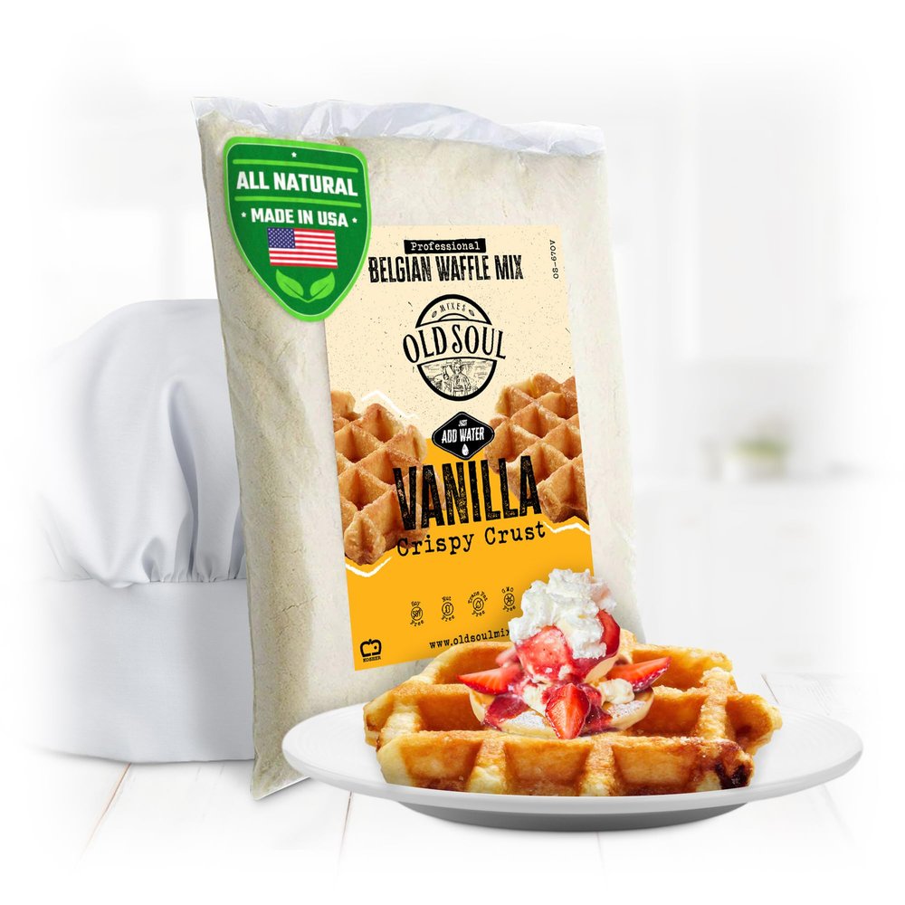 OldSoul Professional Belgian Waffle Mix | 5 Lbs | Crispy | Vanilla Flavor | 28 Waffles(5 Lbs, Traditional)