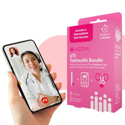 UTI Test Kit for Women with at-Home Urine Test Strips and Virtual Visit Access  Self-Check Results, QR Code for Online Consultation, Includes Instructions, FSA/HSA Eligible, AZOVA Telehealth
