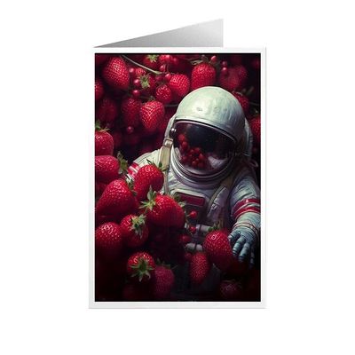 ARA STEP Unique All Occasions Astrounaut with FruitsGreeting Cards Assortment Vintage Aesthetic Notecards 6 (Astrounaut with Loganberry fruit 4, Set of 8 SIZE 105 x 148.5 mm / 4.1 x 5.8 inches)