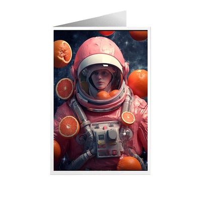 ARA STEP Unique All Occasions Astrounaut with FruitsGreeting Cards Assortment Vintage Aesthetic Notecards 2 (Astrounaut with Pomelo fruit 3, Set of 8 SIZE 105 x 148.5 mm / 4.1 x 5.8 inches)